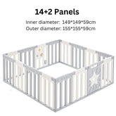 Coolever Baby Playpen Baby Fence 14+2 Panels (Grey & White Stars)